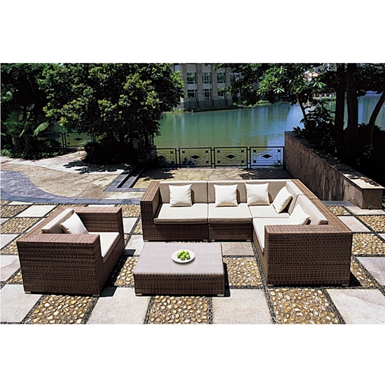 Tropitone Arzo Woven Cushion Outdoor Sectional Set with Lounge Chair and Coffee Table - TT-ARZO-SET1