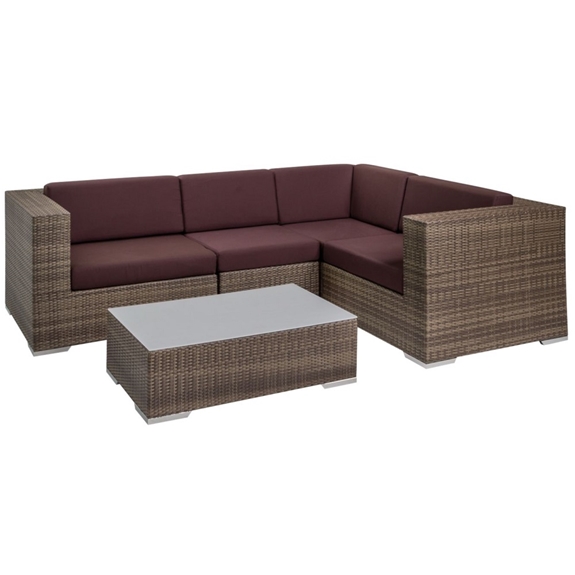 Tropitone Arzo Woven Cushion Outdoor Sectional Set with Coffee Table - TT-ARZO-SET7