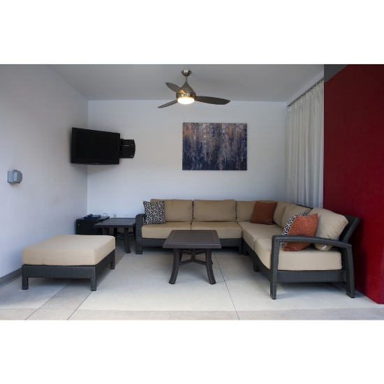 Banchetto aluminum slat top coffee table