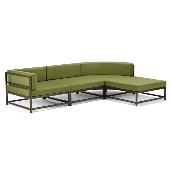 Tropitone Cabana Club Outdoor Compact Sectional Set with Ottoman - TT-CABANACLUB-SET14