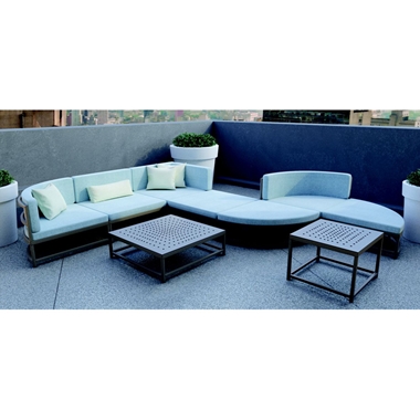 Tropitone Cabana Club Curved Corner Outdoor Sectional with Coffee and Accent Table - TT-CABANACLUB-SET8