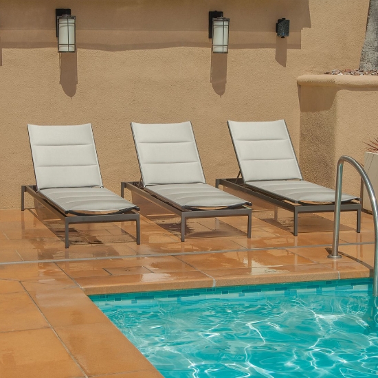 Cabana aluminum chaise with padded sling seating