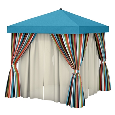 Tropitone 8 x 8 Square Cabana with Fabric Curtains and Sheer Curtain Rods - No Vent - NS008A238SH