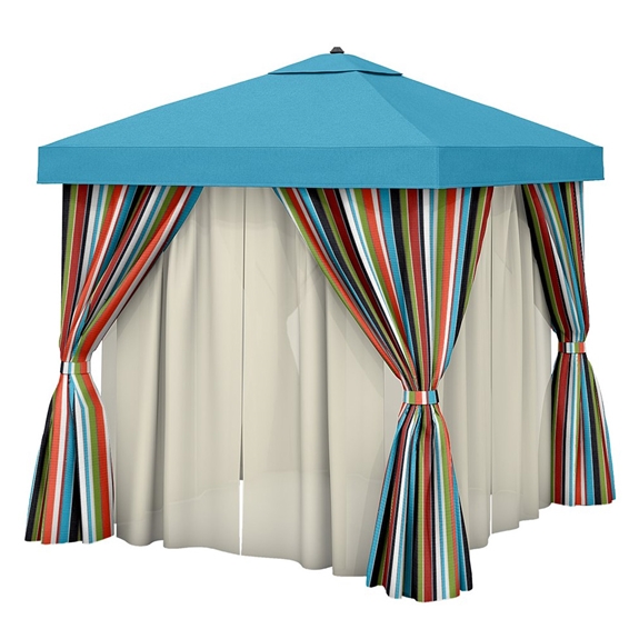 Tropitone 8' x 8' Square Cabana with Fabric Curtains and Sheer Curtain Rods - NS008A238VSH