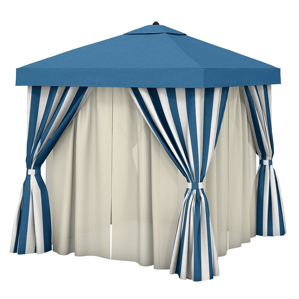 Tropitone 10' x 10' Square Cabana with Fabric Curtains and Sheer Curtain Rods - NS010A238VSH