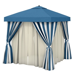 Tropitone 10 x 10 Square Cabana with Fabric Curtains and Sheer Curtain Rods - NS010A238VSH