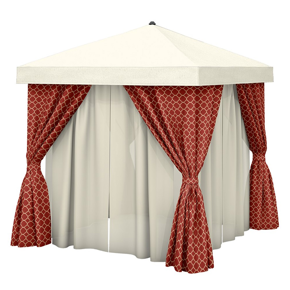 Tropitone 12' x 12' Square Cabana with Fabric Curtains and Sheer Curtain Rods - No Vent - NS012A238SH