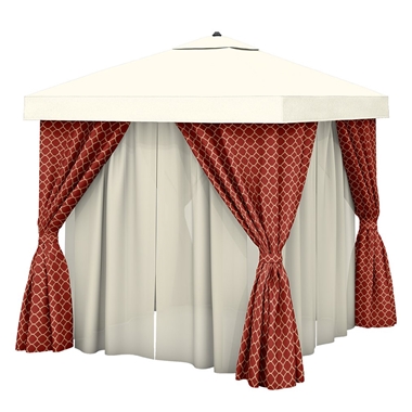 Tropitone 12 x 12 Square Cabana with Fabric Curtains and Sheer Curtain Rods - NS012A238VSH