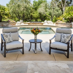 Tropitone Corsica Cushion Outdoor Lounge Chair Set with Accent Table - TT-CORSICA-SET6