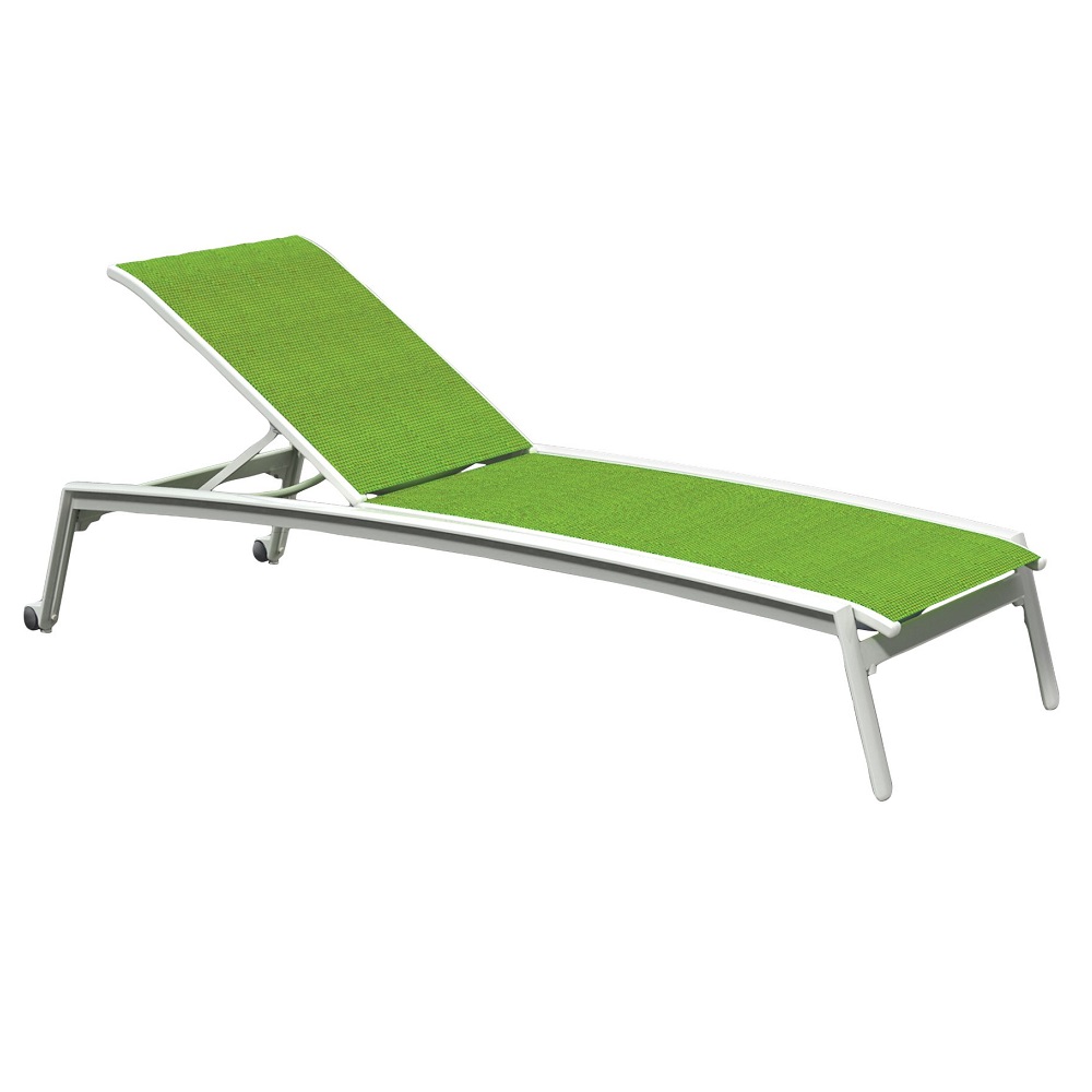 Tropitone Elance Relaxed Sling Armless Chaise Lounge with Wheels - 461132W