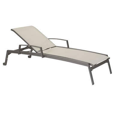 Tropitone Elance Relaxed Sling Chaise Lounge with Arms and Wheels - 461433W