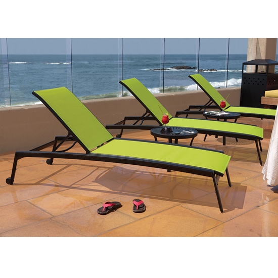 elance aluminum chaise with sling seating