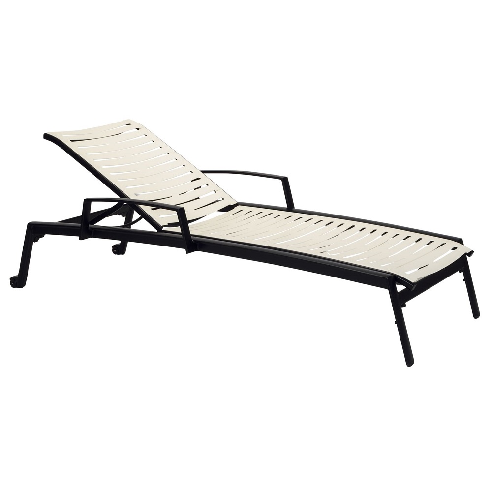 Tropitone Elance EZ Span Ribbon Strap Chaise Lounge with Arms and  Wheels - 471433WRB