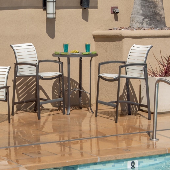 elance aluminum bar stool with vinyl straps