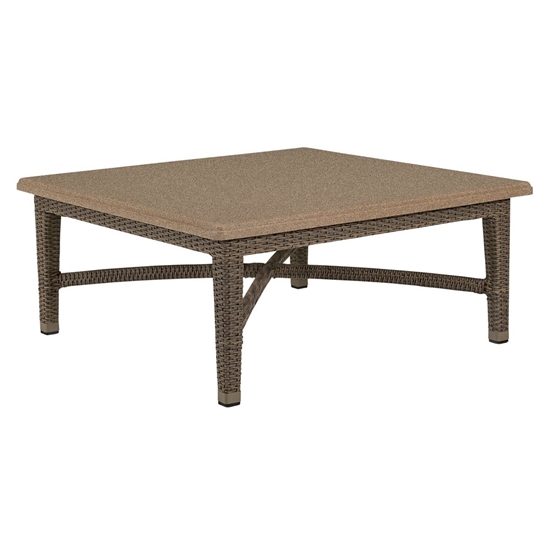 evo wicker coffee table with stoneworks top