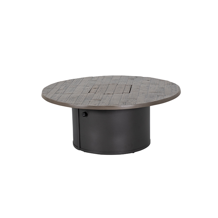 Tropitone Woodplank 42" Round Match Light Fire Pit Table - 18"H - 492042FPL-18