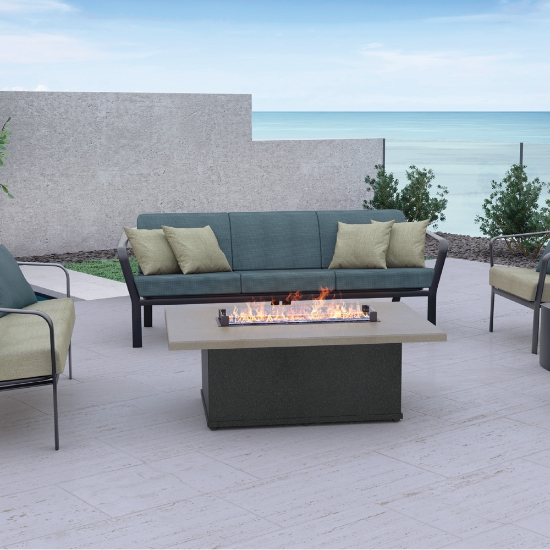 matrix aluminum fire table with faux stone top