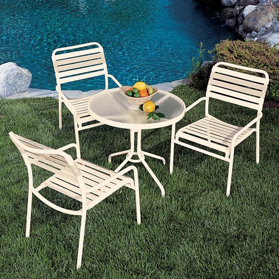 Kahana aluminum dining chair with vinyl straps