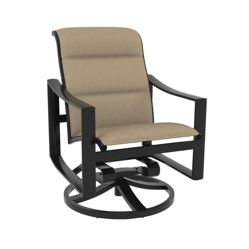 Tropitone Kenzo Padded Sling Swivel Rocker Dining Chair - 381569PS