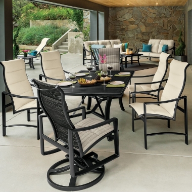 Tropitone Kenzo Padded Sling Outdoor Dining Set for 6 - TT-KENZO-SET6