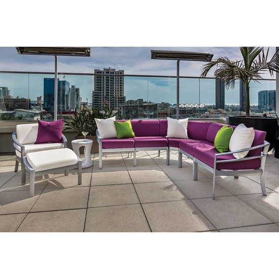 Kor aluminum sectional with deep seating cushions