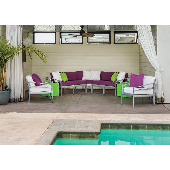 Tropitone Kor Cushion Outdoor Sectional and Lounge Chair Set with Curve Accessory Tables - TT-KOR-SET3