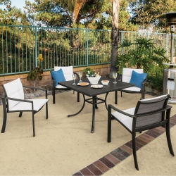 Tropitone Kor Padded Sling Outdoor Dining Set for 4 with Sabia Table Top - TT-KOR-SET11