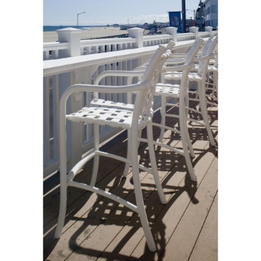 Tropitone La Scala Strap Set of 3 Outdoor Bar Stools - TT-LASCALA-SET7