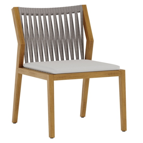 Tropitone Lido Teak Side Chair with Seat Cushion - 1J242805