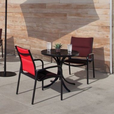 Tropitone Millennia Padded Sling Outdoor Bistro Set - TT-MILLENNIA-SET3