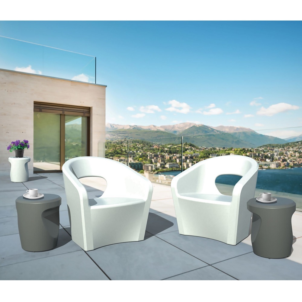 Tropitone Radius Outdoor Lounge Chair Set with Accessory Tables - TT-RADIUS-SET3