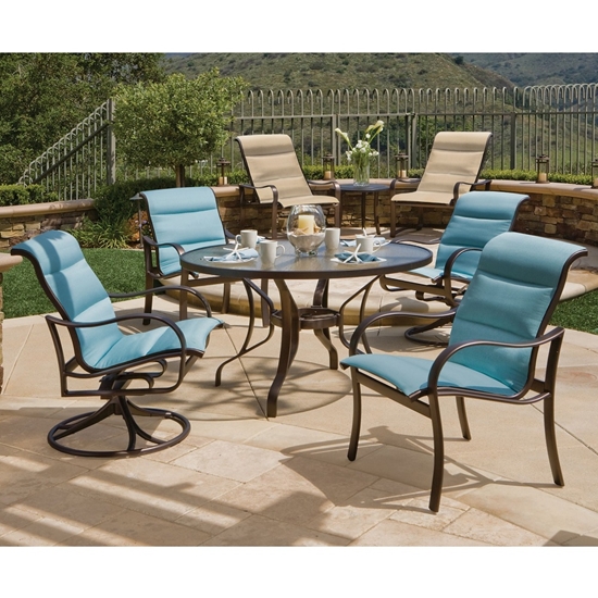 shoreline aluminum dining chair with padded sling seating