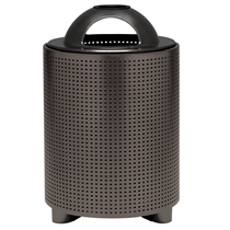 District Round Waste Receptacle with Dome Hood and Ash Urn