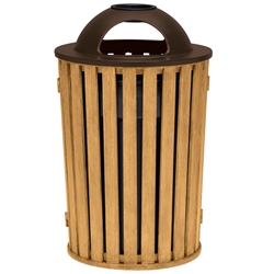 Tropitone District Faux Wood Round Waste Receptacle with Dome Hood and Ash Urn - 4A1699C32