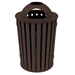 Tropitone District Slat Round Waste Receptacle with Dome Hood and Ash Urn - 4A1699C33