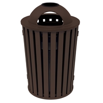 District Slat Round Waste Receptacle with Dome Hood and Ash Urn
