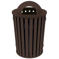 Tropitone District Slat Round Waste Receptacle with Dome Hood - 4A1699D33