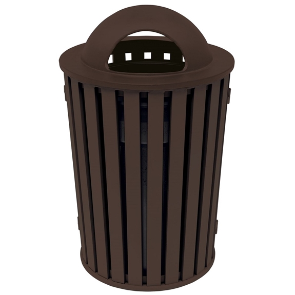 Tropitone District Slat Round Waste Receptacle with Dome Hood - 4A1699D33