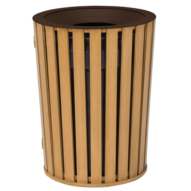 Tropitone District Faux Wood Round Waste Receptacle with Doors - 4A1699F32