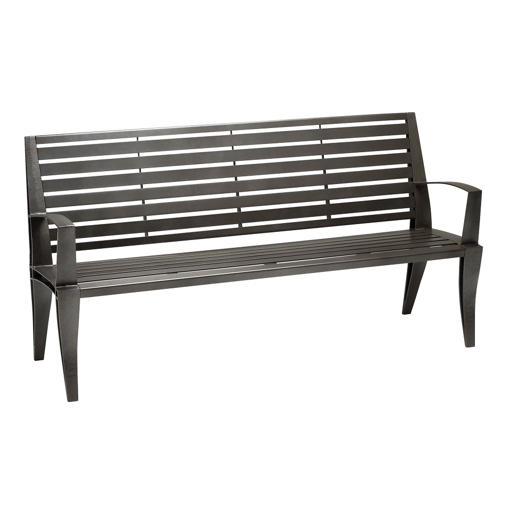 Tropitone District Slat 6' Bench with Back and Arms - 4B1622D1113