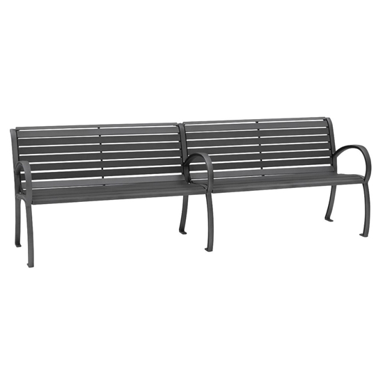 Tropitone District Horizontal Slat 8' Bench with Back and Arms - 4B1622W0119