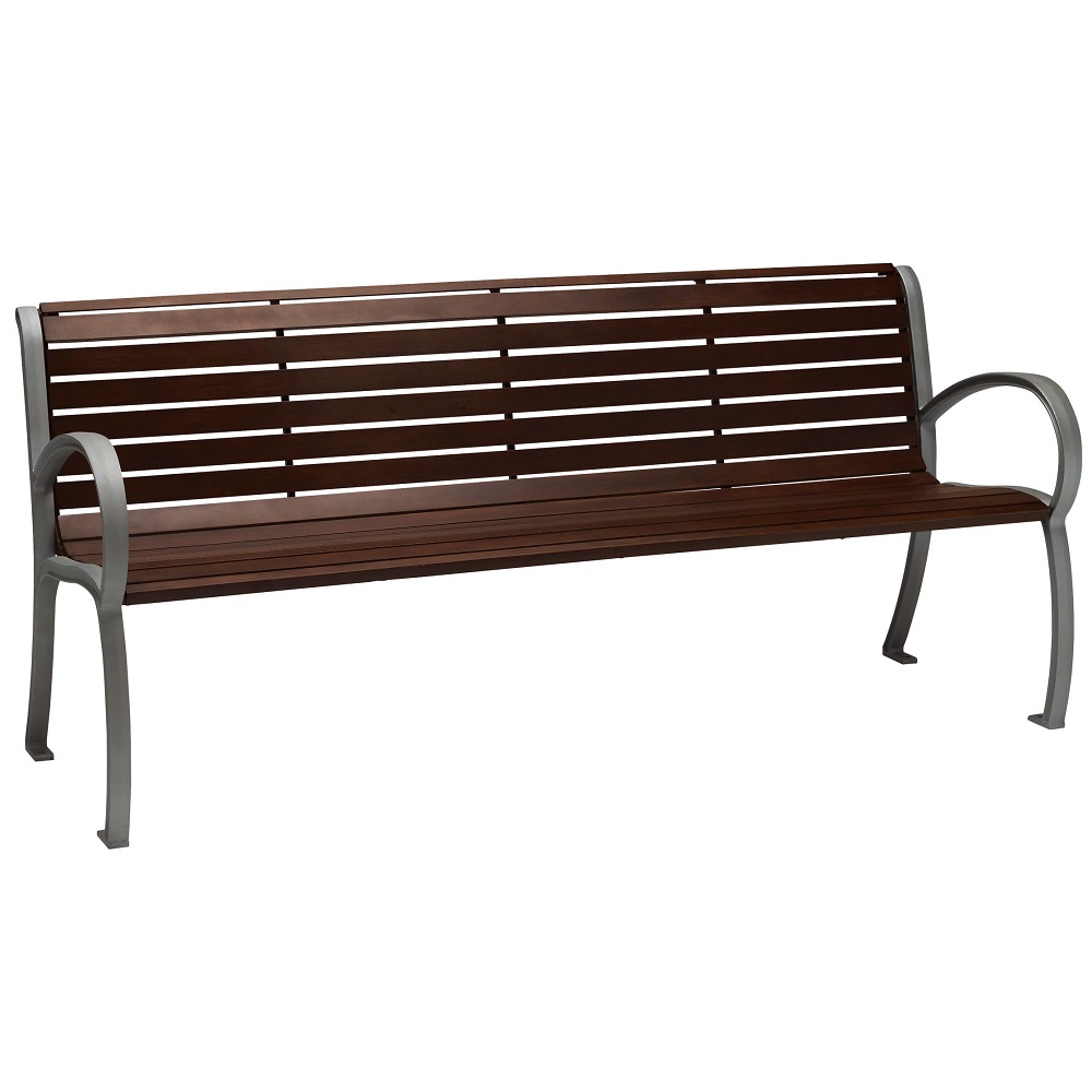 Tropitone District Faux Wood 6' Bench with Back and Arms - 4B1622W1112