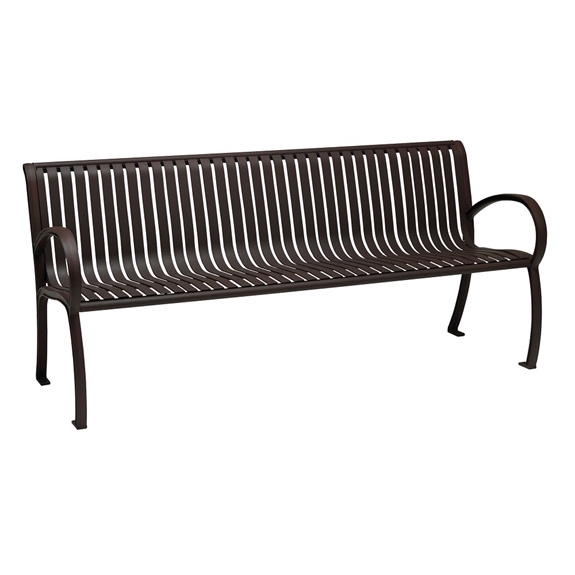 Tropitone District Vertical Slat 6' Bench with Back and Arms - 4B1622W1113