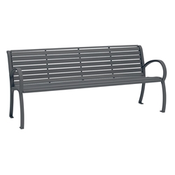 Tropitone District Horizontal Slat 6 Bench with Back and Arms - 4B1622W1119
