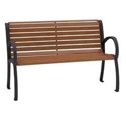 Tropitone District Faux Wood 4 Bench with Back and Arms - 4B1622W8112