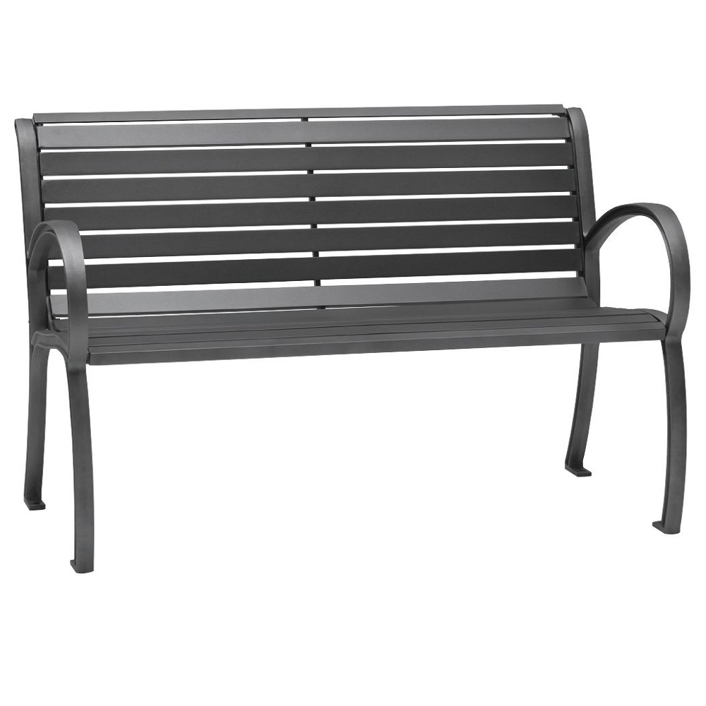Tropitone District Horizontal Slat 4' Bench with Back and Arms - 4B1622W8119