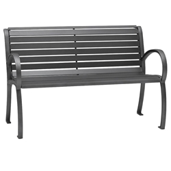 Tropitone District Horizontal Slat 4 Bench with Back and Arms - 4B1622W8119