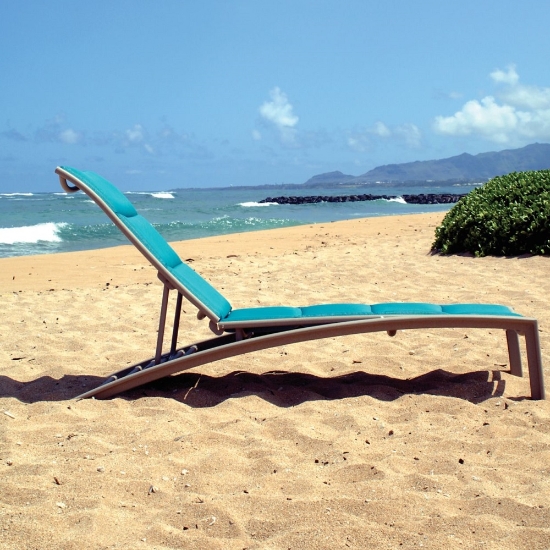 south beach aluminum chaise with padded sling seating