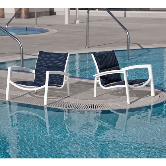 south beach aluminum spa chair with padded sling seating