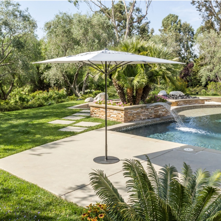 hexagon patio umbrella Jardinico 9' Hexagonal 101 Series Centerpost Push-Up Charcoal / Grey Chine Can be used for both in Hexagon Patio Umbrellas - PatioLiving